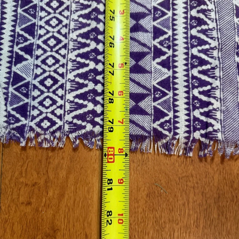 Petanu by Pashma Scarf Womens OS Purple Orange 100% Silk Geometric Tribal Wrap
